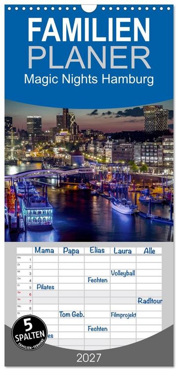 Produktbild: Familienplaner 2027 - Magic Nights Hamburg mit 5 Spalten (Wandkalender, 21 x 45 cm) CALVENDO