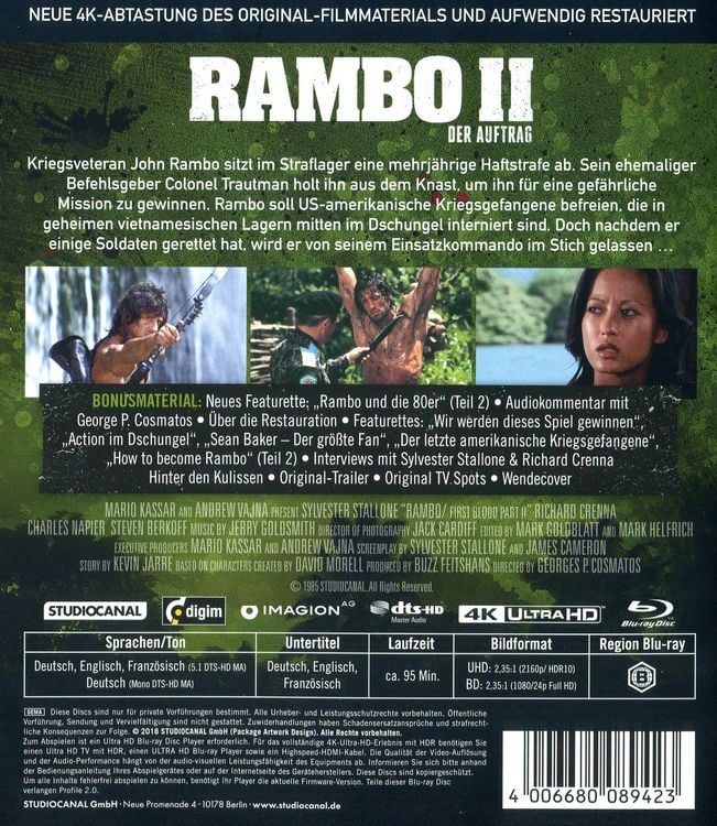 Produktbild: Rambo II - Der Auftrag / Uncut (4K Ultra HD)