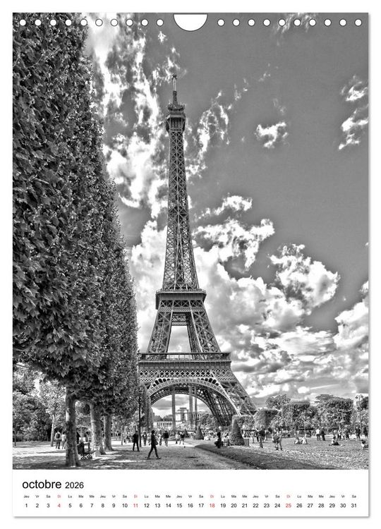 Produktbild: Paris noir blanc (Calendrier mural 2026 DIN A4 horizontal), CALVENDO calendrier mensuel
