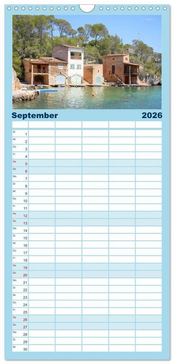 Produktbild: Familienplaner 2026 - Cala Figuera - Mallorcas Traumbucht mit 5 Spalten (Wandkalender, 21 x 45 cm) CALVENDO