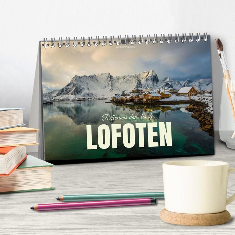 Produktbild: R&eacute;flexions dans les &icirc;les Lofoten (Calendrier de bureau 2026 DIN A5 vertical), CALVENDO calendrier mensuel
