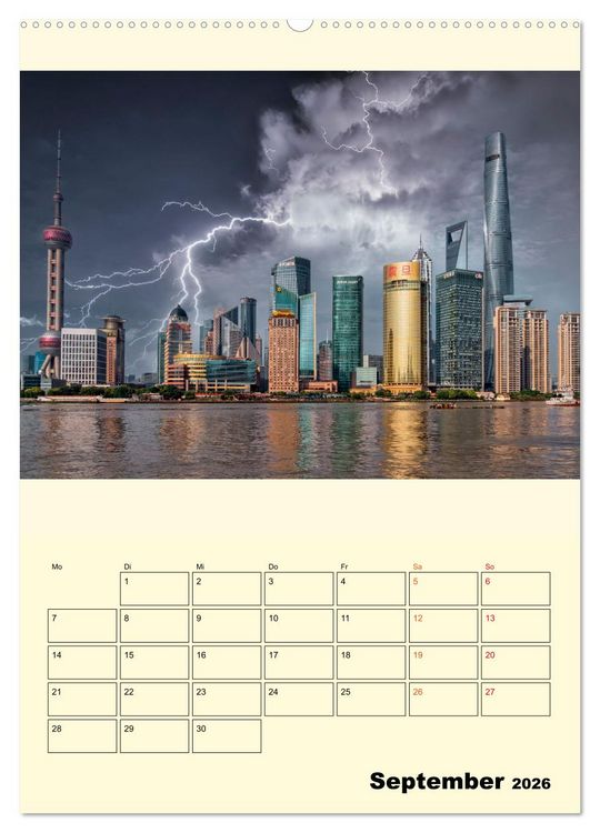 Produktbild: Metropolen im Gewitter (Wandkalender 2026 DIN A2 hoch), CALVENDO Monatskalender