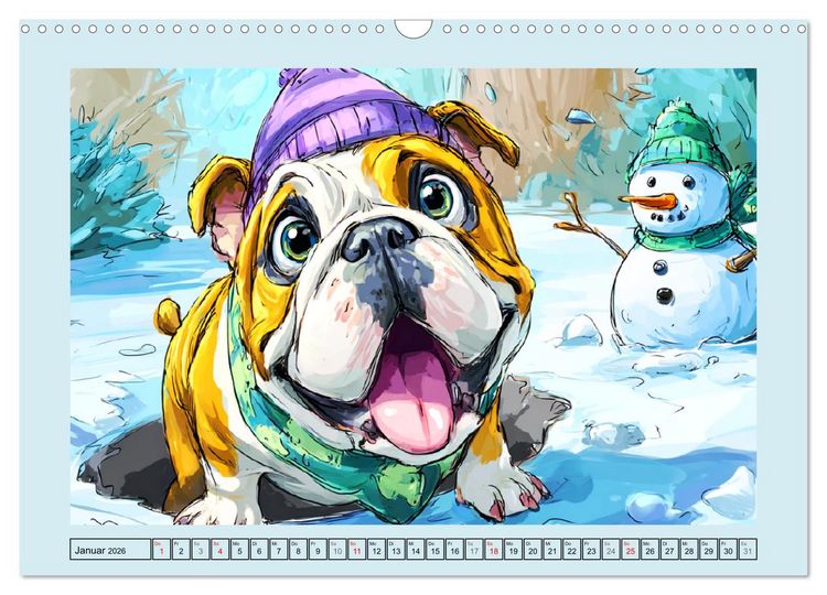 Produktbild: Bulldoggen. Lustige Cartoons von beliebten Charakterk&ouml;pfen (Wandkalender 2026 DIN A3 quer), CALVENDO Monatskalender