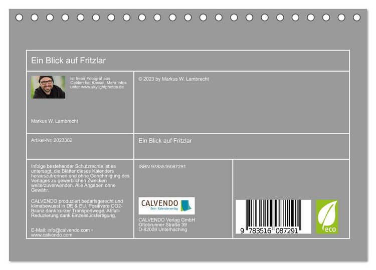 Produktbild: Ein Blick auf Fritzlar (Tischkalender 2026 DIN A5 quer), CALVENDO Monatskalender
