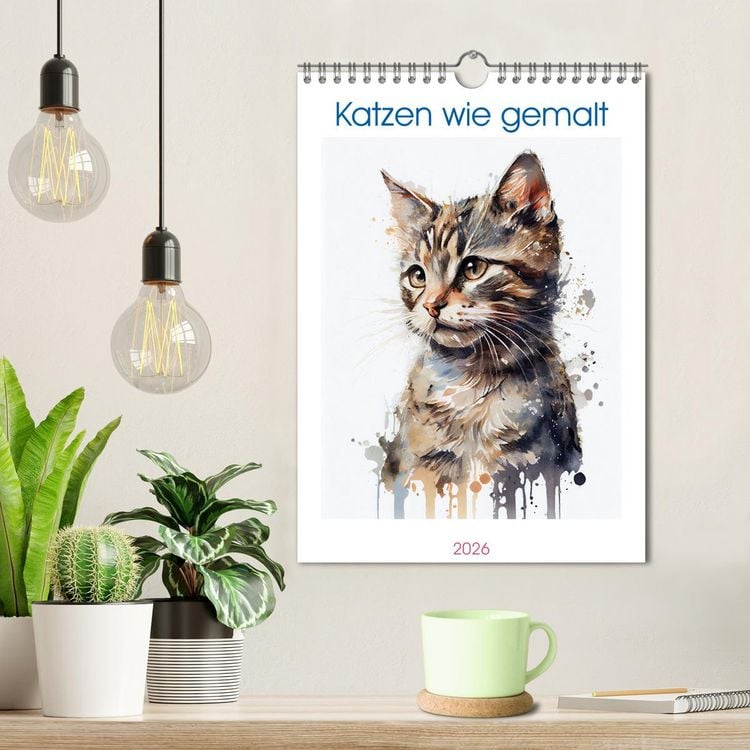 Produktbild: Katzen wie gemalt (Wandkalender 2026 DIN A4 hoch), CALVENDO Monatskalender