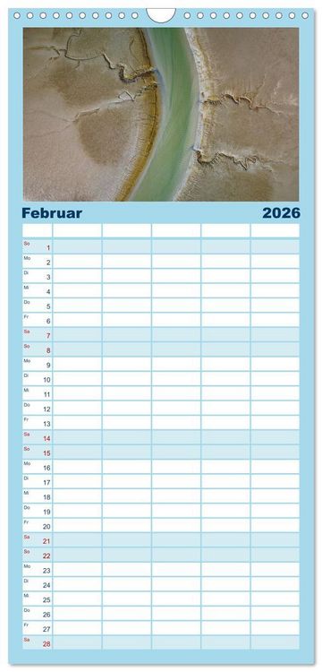 Produktbild: Familienplaner 2026 - neunziggrad I photoart: das wattenmeer von oben mit 5 Spalten (Wandkalender, 21 x 45 cm) CALVENDO