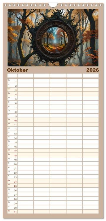 Produktbild: Familienplaner 2026 - Portale in fremde Welten - Mystische Pforten mit 5 Spalten (Wandkalender, 21 x 45 cm) CALVENDO