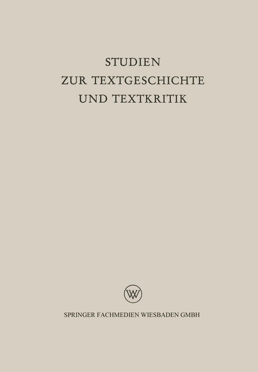 Produktbild: Studien zur Textgeschichte und Textkritik