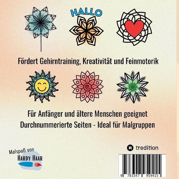 Produktbild: Malbuch f&uuml;r Senioren Mandala 32 einfache Motive zum Ausmalen - Gehirntraining f&uuml;r Rentner, Erwachsene, Malanf&auml;nger, Malgruppen, Seniorenresidenz. Gesc
