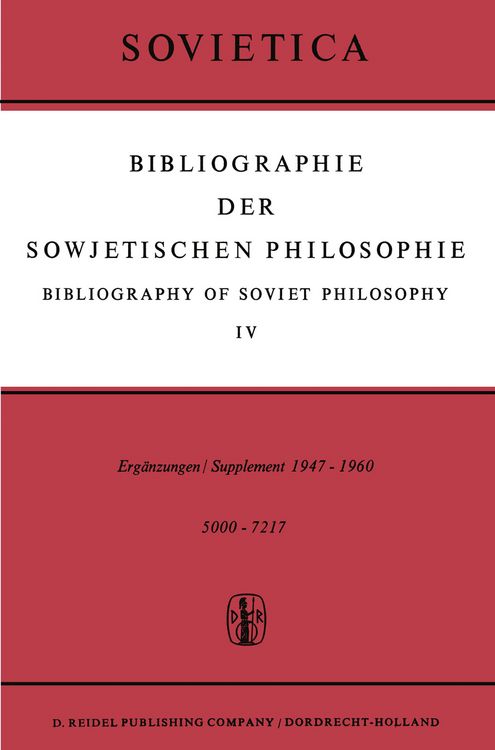Produktbild: Bibliographie der Sowjetischen Philosophie / Bibliography of Soviet Philosophy