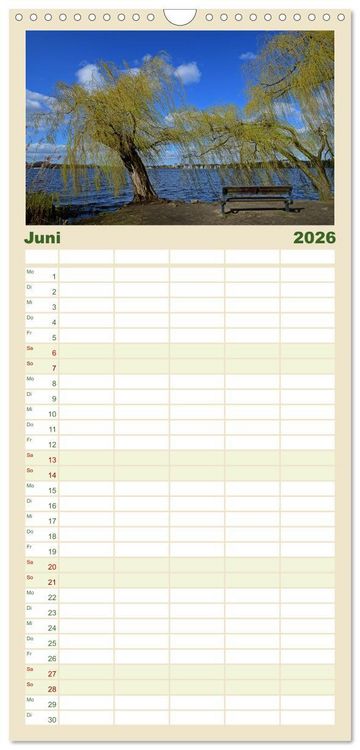 Produktbild: Familienplaner 2026 - Alsteransichten in Hamburg mit 5 Spalten (Wandkalender, 21 x 45 cm) CALVENDO