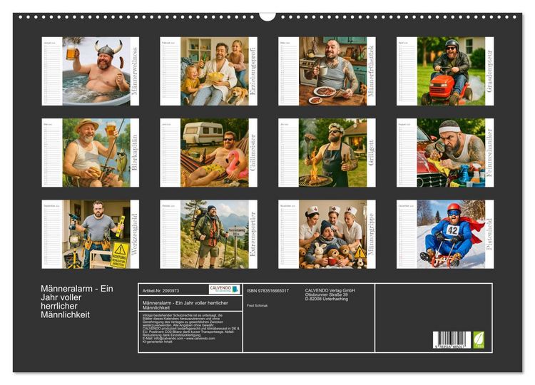 Produktbild: M&auml;nneralarm - Ein Jahr voller herrlicher M&auml;nnlichkeit (Wandkalender 2026 DIN A2 quer), CALVENDO Monatskalender