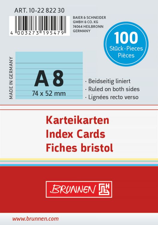 Produktbild: Brunnen Karteikarte A8 lin bl 100St