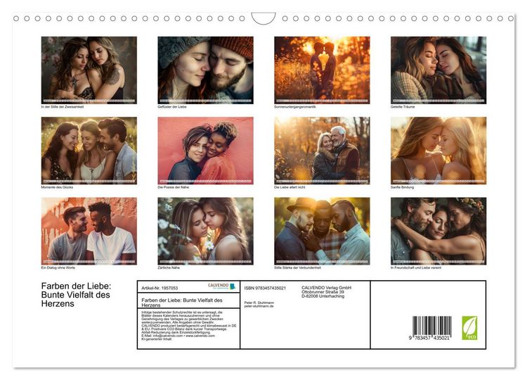 Produktbild: Farben der Liebe: Bunte Vielfalt des Herzens (Wandkalender 2026 DIN A3 quer), CALVENDO Monatskalender