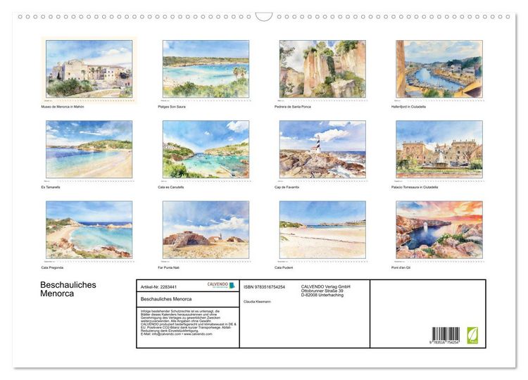 Produktbild: Beschauliches Menorca (Wandkalender 2027 DIN A2 quer), CALVENDO Monatskalender