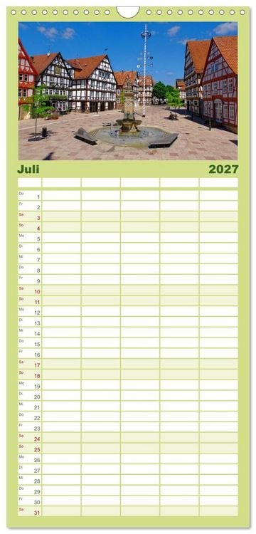 Produktbild: Familienplaner 2027 - Hofgeismar - Dornr&ouml;schenstadt und Fachwerkh&auml;user mit 5 Spalten (Wandkalender, 21 x 45 cm) CALVENDO