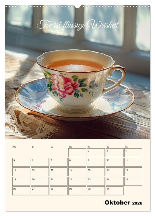 Produktbild: Du, mein geliebter Tee (Wandkalender 2026 DIN A2 hoch), CALVENDO Monatskalender