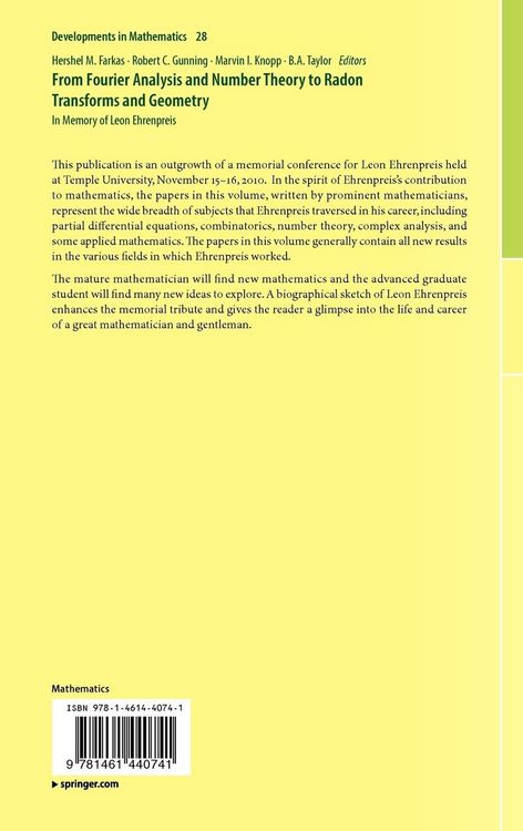 Produktbild: From Fourier Analysis and Number Theory to Radon Transforms and Geometry