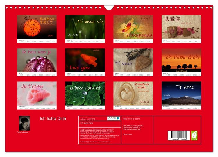 Produktbild: Ich liebe Dich (Wandkalender 2026 DIN A3 quer), CALVENDO Monatskalender