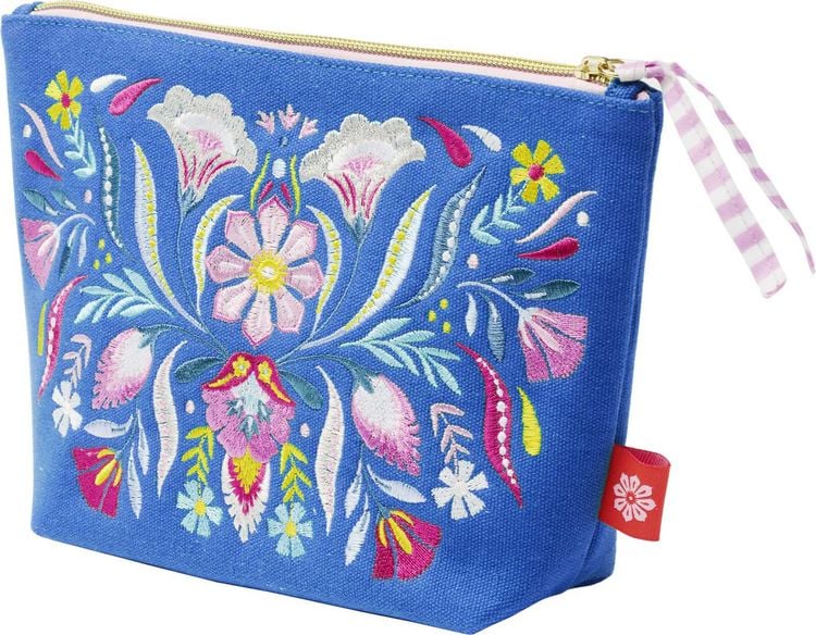 Produktbild: Fiesta del Sol Accessoirestasche bestickt, 18 x 24 cm, k&ouml;nigsblau