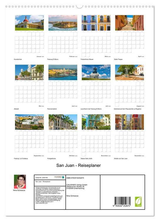 Produktbild: San Juan - Reiseplaner (hochwertiger Premium Wandkalender 2026 DIN A2 hoch), Kunstdruck in Hochglanz