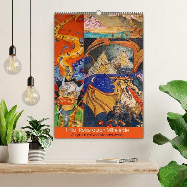 Produktbild: Thilia. Reise durch Mittelerde. Acrylmalerei von Michael Weiler. (Wandkalender 2026 DIN A2 hoch), CALVENDO Monatskalender