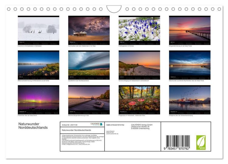 Produktbild: Naturwunder Norddeutschlands (Wandkalender 2026 DIN A4 quer), CALVENDO Monatskalender
