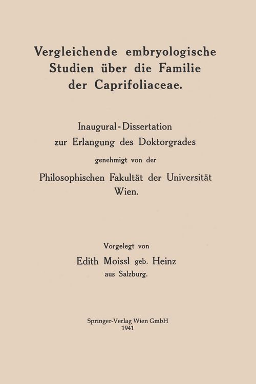 Produktbild: Vergleichende embryologische Studien &uuml;ber die Familie der Caprifoliaceae