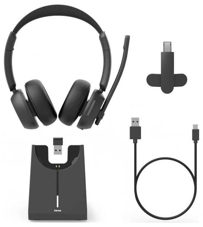 Produktbild: Hama BT-800 On Ear Headset Bluetooth&reg; Stereo Schwarz Headset, inkl. Lade- und Dockingstation Computer