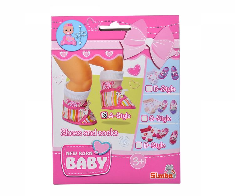 Produktbild: Puppenzubeh&ouml;r New Baby Born Schuhe und Socken 4fach sortiert