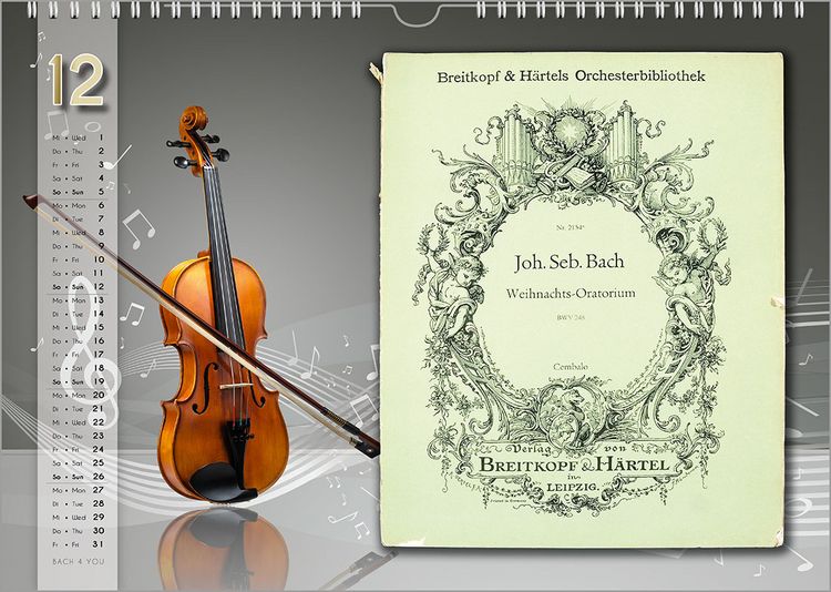Produktbild: Komponisten-Kalender, Bach-Kalender, Musik-Kalender 2027, DIN A4