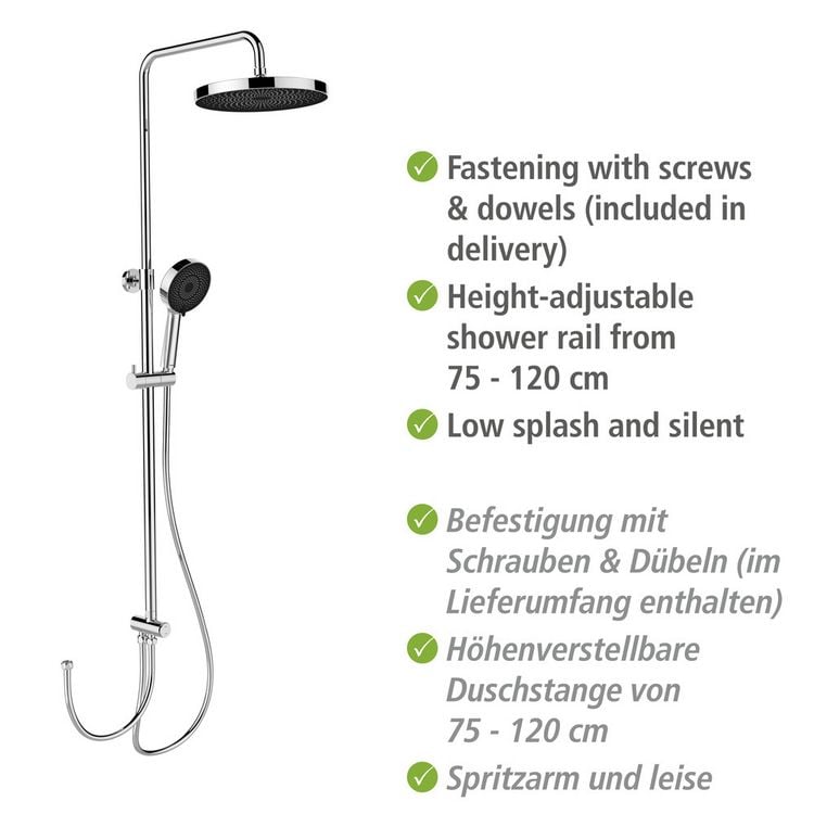 Produktbild: Duschsystem Mod. Softwater Chrom, einfacher Anschluss an bestehende Armatur oder Wandanschlussbogen