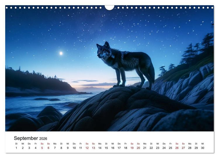 Produktbild: Kanadische K&uuml;stenw&ouml;lfe (Wandkalender 2026 DIN A3 quer), CALVENDO Monatskalender