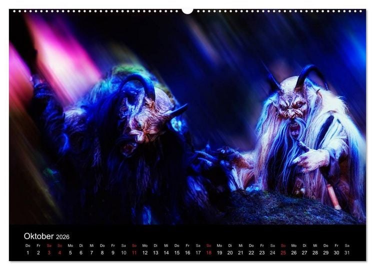 Produktbild: Perchten und Krampusse im Voralpenland (hochwertiger Premium Wandkalender 2026 DIN A2 quer), Kunstdruck in Hochglanz