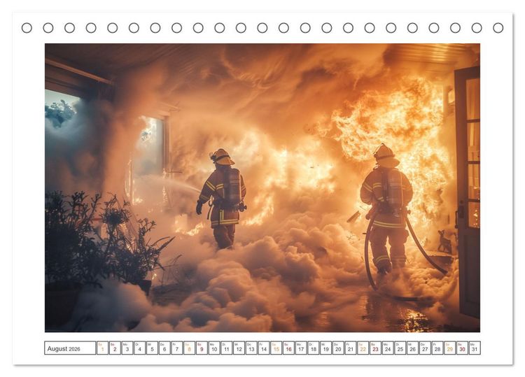 Produktbild: Helden im Einsatz - M&auml;nner und Frauen im Feuerwehrdienst (Tischkalender 2026 DIN A5 quer), CALVENDO Monatskalender