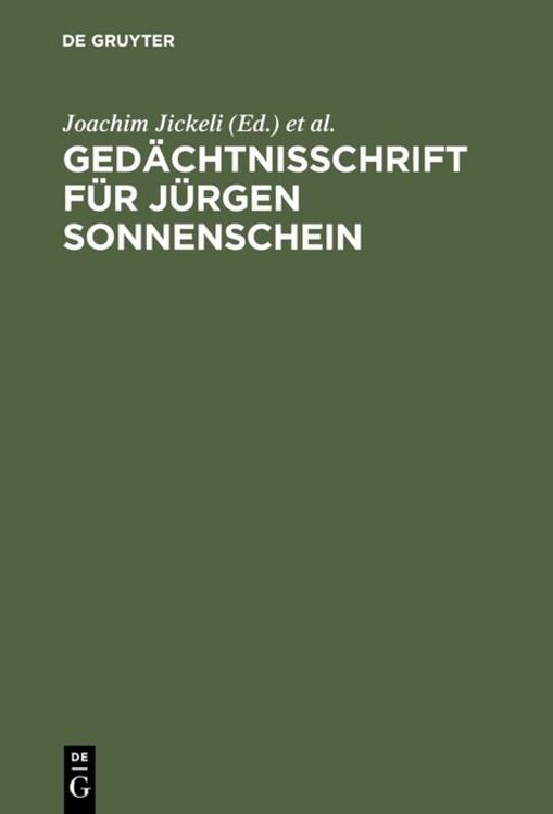Produktbild: Ged&auml;chtnisschrift f&uuml;r J&uuml;rgen Sonnenschein