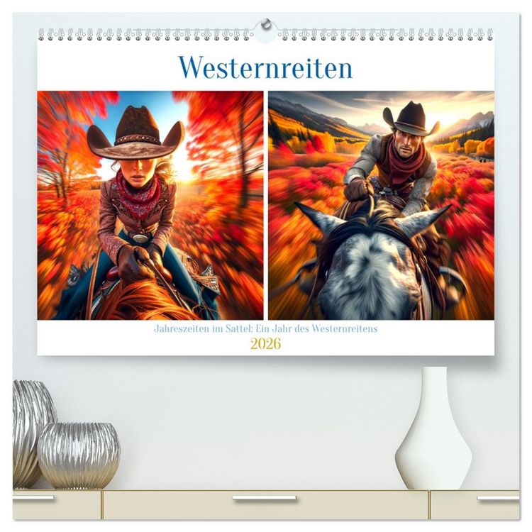 Produktbild: Westernreiten - Jahreszeiten im Sattel (hochwertiger Premium Wandkalender 2026 DIN A2 quer), Kunstdruck in Hochglanz