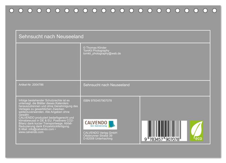 Produktbild: Sehnsucht nach Neuseeland (Tischkalender 2026 DIN A5 quer), CALVENDO Monatskalender