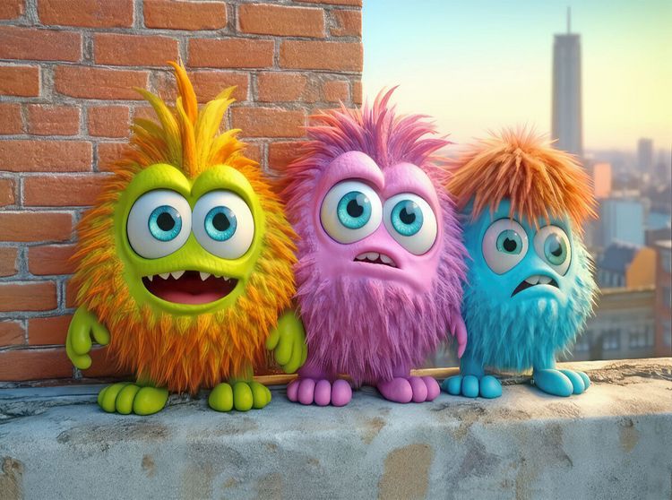 Produktbild: CALVENDO Puzzle Drei bunte Monster auf der Murll | 2000 Teile Lege-Gr&ouml;&szlig;e 90x67cm Foto-Puzzle f&uuml;r gl&uuml;ckliche Stunden