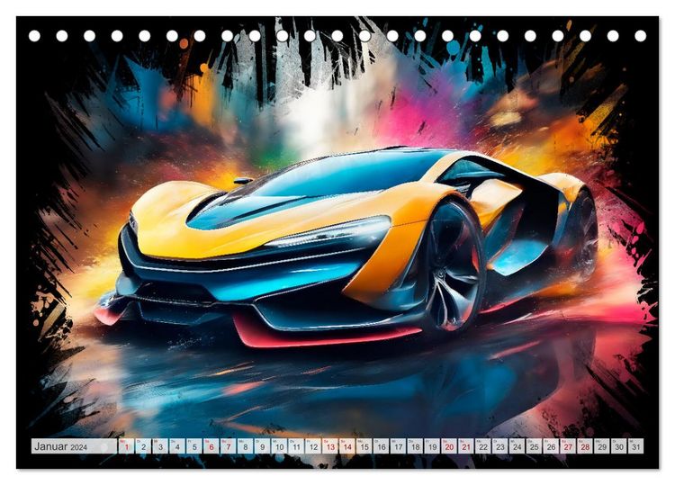 Coole KI-generierte SPORTWAGEN (Tischkalender 2024 DIN A5
