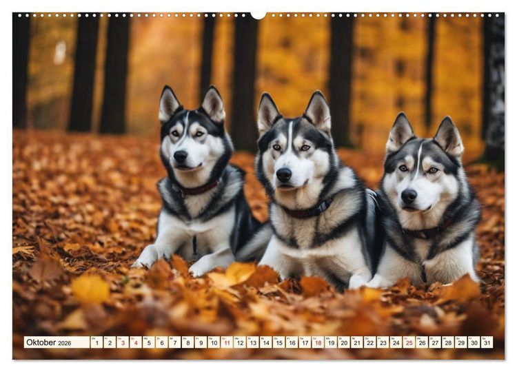 Produktbild: Siberian Huskies - die Extremsportler (hochwertiger Premium Wandkalender 2026 DIN A2 quer), Kunstdruck in Hochglanz