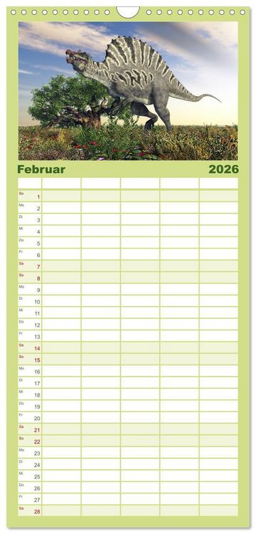 Produktbild: Familienplaner 2026 - Dinosaurier. Urzeitliche Giganten mit 5 Spalten (Wandkalender, 21 x 45 cm) CALVENDO