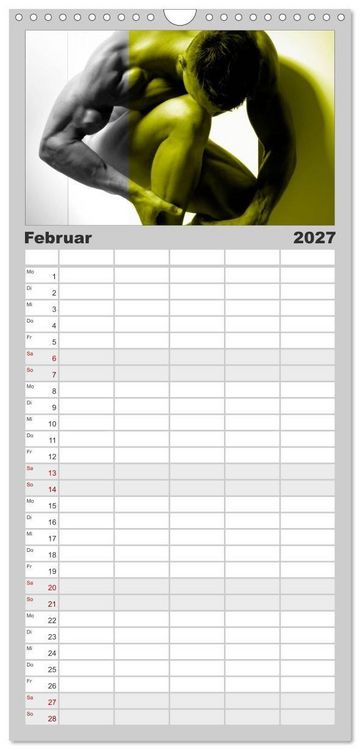 Produktbild: Familienplaner 2027 - Naked men behind the colors &ndash; &Auml;sthetische Aktfotografien mit 5 Spalten (Wandkalender, 21 x 45 cm) CALVENDO
