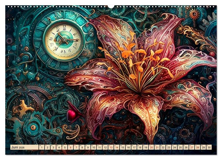 Produktbild: Floraler Steampunk (hochwertiger Premium Wandkalender 2026 DIN A2 quer), Kunstdruck in Hochglanz