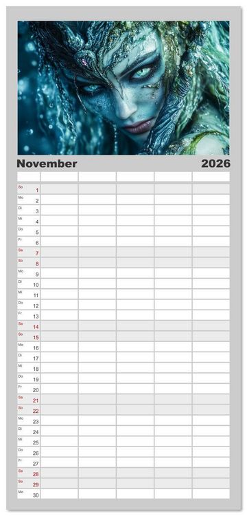 Produktbild: Familienplaner 2026 - Die G&ouml;tter des Nordens mit 5 Spalten (Wandkalender, 21 x 45 cm) CALVENDO