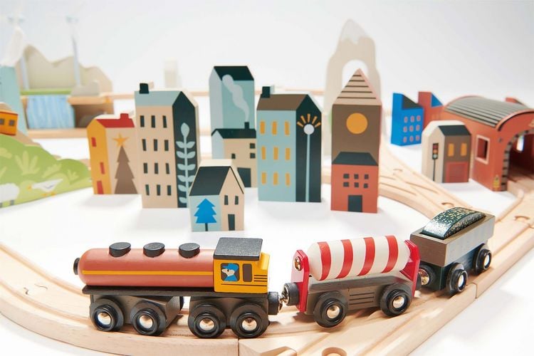 Produktbild: Tender Leaf 7508703 - Eisenbahnset 3 Landschaften, Mountain View-Zugset, Holz, 115-teilig