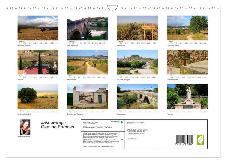 Produktbild: Jakobsweg - Camino Frances (Wandkalender 2026 DIN A3 quer), CALVENDO Monatskalender
