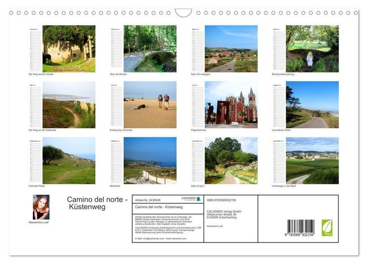 Produktbild: Camino del norte - K&uuml;stenweg (Wandkalender 2027 DIN A3 quer), CALVENDO Monatskalender