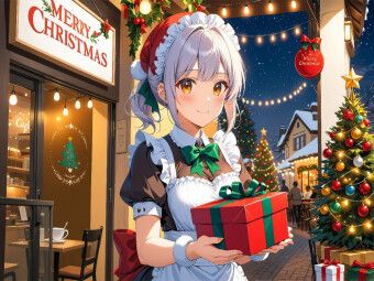 Produktbild: CALVENDO Puzzle Anime Weihnachten Maid mit Geschenk - Kawaii Weihnachtsbild | 1000 Teile Lege-Gr&ouml;&szlig;e 64x48cm Foto-Puzzle f&uuml;r gl&uuml;ckliche Stunden