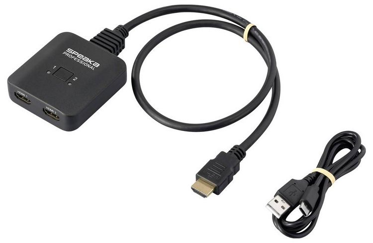 Produktbild: SpeaKa Professional SP-HDMIBS-100 2 Port HDMI-Switch Ultra HD-f&auml;hig, bidirektional verwendbar 7680 x 4320 Pixel